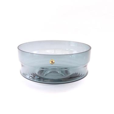 Riihimaen Blue Art Glass Serving Bowl Riihimaki Grey Gray 