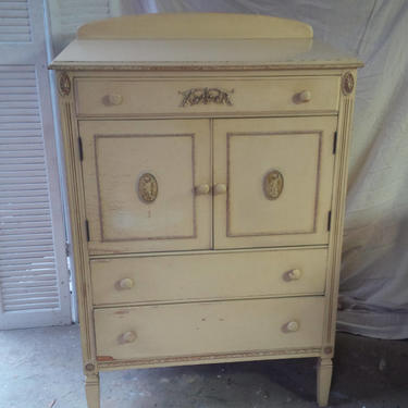 Wardrobe Chest of Drawers Vintage Tall Boy Wood Dresser Poppy Cottage Painted Furniture Custom PAINT to ORDER 