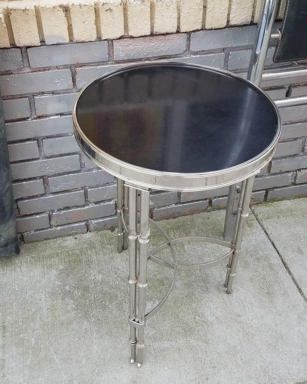 SOLD. Retro Chrome and Stone Top Stand, $125.