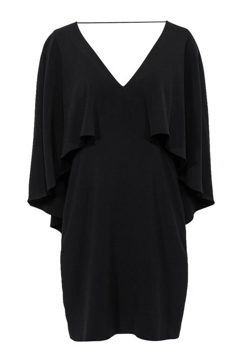Halston Heritage - Black Caped Sheath Dress Sz 10
