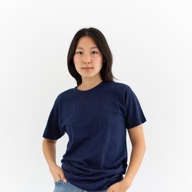Vintage Deadstock 100% Cotton Navy T-Shirt | Made in USA | Navy Blue Crewneck Tee | Cotton Crew neck Tee Shirt Dead stock 