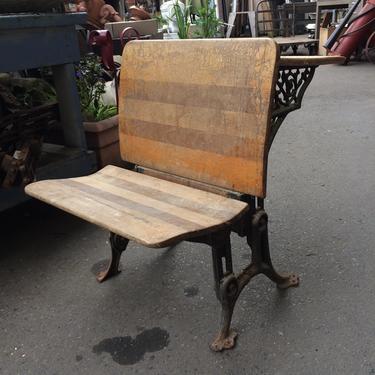 Antique Cast Iron and Wood Tandem School Desk