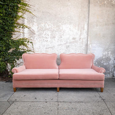 1960’s Vintage Exquisite Hollywood Regency Pink Velvet Sofa *Newly Upholstered