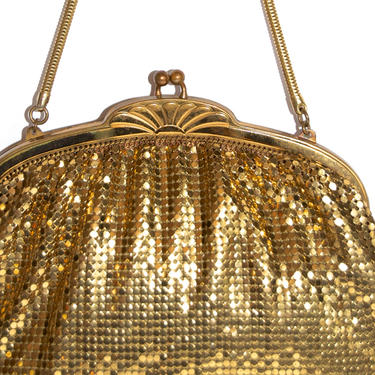 Whiting &amp; Davis Gold Mesh Evening Bag Pouch Purse Vintage Art Deco Retro Bags and Purses Accessories Collectibles Gift for Her 