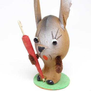 Antique 1940's German 4 1/4 Inch Composite Easter Bunny Rabbit, Made in Germany U S Zone, Vintage Retro 