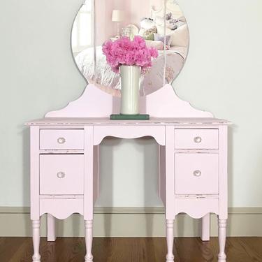 Pretty Pink Vintage Vanity with Mirror
