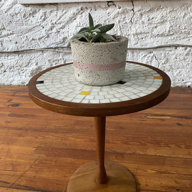 Mid century end table Danish modern side table mosaic top table 