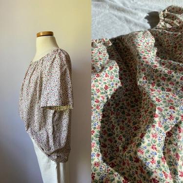 70s Floral Smocked Blouse 