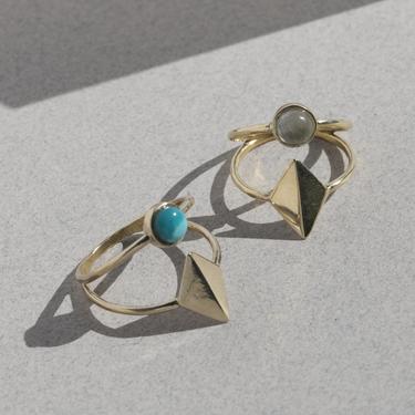 Dia Ring - Brass + Turquoise