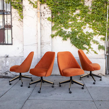 Orange Velvet Rolling Chairs
