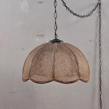 Rattan Dome Swag Lamp