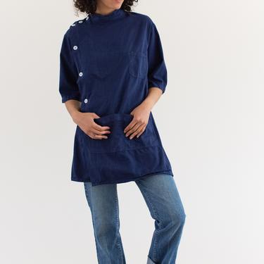 The Walwin Smock in True Blue | Vintage Overdye Side Button Painter Shirt | Short Sleeve Studio Shirt | Artist Smock | Tunic Shirt | S M L 