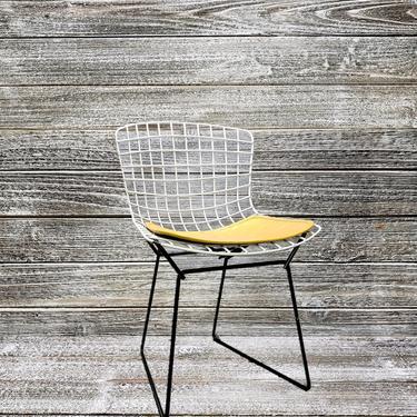 Vintage Bertoia Chair, Childrens Knoll Bertoia Black & White Two Tone Metal Side Chair, Yellow Seat Pad, Mid Century, Vintage Furniture by AGoGoVintage