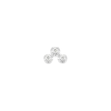 Mini Diamond Trio Threaded Flat Back Earring - White Gold Diamond