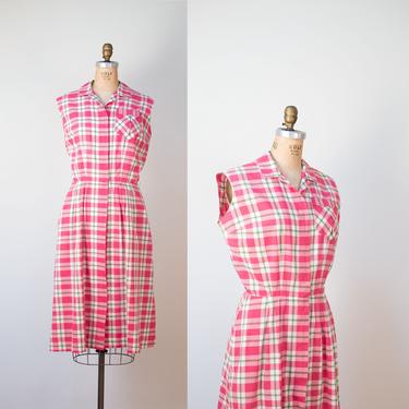 1950s Plaid Shirtdress / 50s Cotton Sundress 