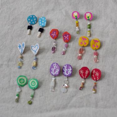 Colorful Polymer Clay Modern Abstract Earrings / Charm Hand Painted / Cute Trendy Gifts for Her / Unique Jewelry / Cottage Core 