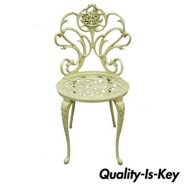 Vintage Kessler French Art Nouveau Style Cast Aluminum Metal Floral Side Chair