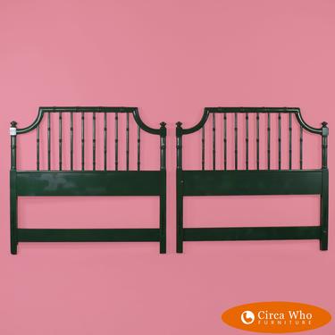 Pair of Faux Bamboo Green Twin Headboards