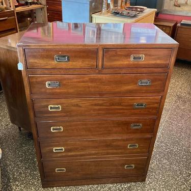Ethan Allen campaign style chest of drawers.  36” x 19.25” x 50.25”