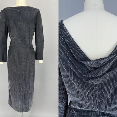 1960s LUREX Dress | Vintage 60s Black & Silver Cocktail Dress | large 