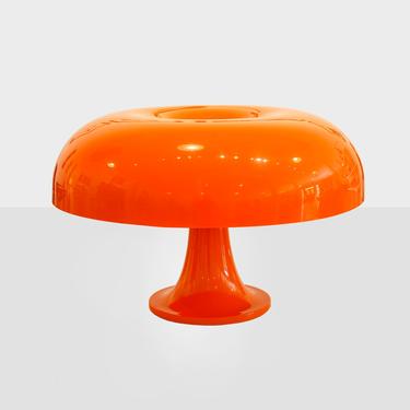 1960's nesso orange table lamp, giancarlo mattioli for artemide table lamp, vintage nesso table lamp, 1960's artemide nesso lamp, nesso lamp 