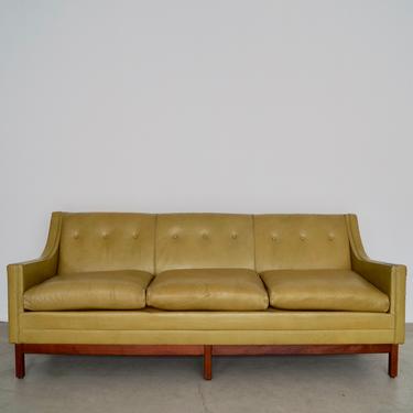 Gorgeous 1950's Mid-century Modern Sofa in Original Green Leather! 