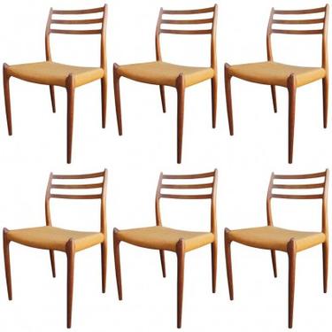 Set of Six Teak Side Chairs, Model 78, by Neils Otto Møller for J.L. Møllers