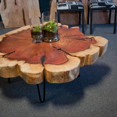 Your Custom: Live Edge Sequoia COFFEE Table  - Seattle - Mid Century - Round 