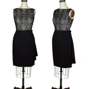 1960s Dress ~ Black Lace and Rayon Sleeveless Cocktail Dress 