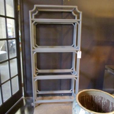 PAINTED BAMBOO ETAGERE WITH GLASS SHELVES