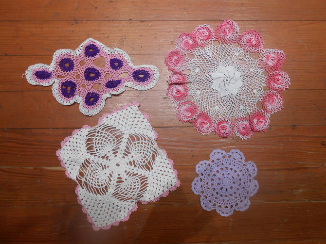 Stunning hand crochet doily Modern lilac doily for dresser