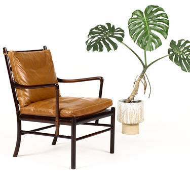 Danish Modern / Mid Century Rosewood Colonial Armchair – Ole Wanscher for Poul Jeppesen – Cognac leather 