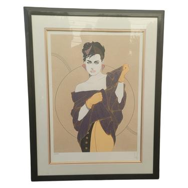 COMING SOON - 1980s "Denise" Art Deco Revival Figurative Signed and Numbered Serigraph by Steve Leal, Framed