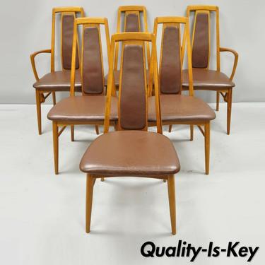 Six Koefoeds Hornslet Teak Mid Century Danish Modern Leather Dining Room Chairs