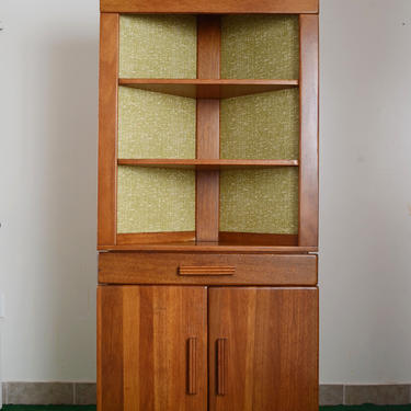 vintage Mid Century corner wood cabinet 