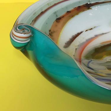Beautiful Vintage Art Glass Swirl Bowl, Handblown (Murano?!) 