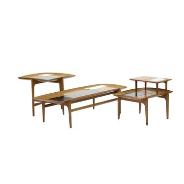 Set of three vintage midcentury modern tables designed by John Keal for Brown Saltman 