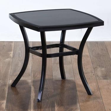 Contemporary Speckled Glass Patio End Table
