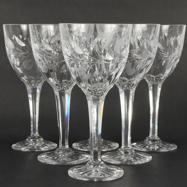 Vintage Glassware, Cristal Glassware, Etched Crystal, Vintage Wine Glasses, Vintage, Glassware, Barware, Home Decor, Wine Glassware,Set of 6 