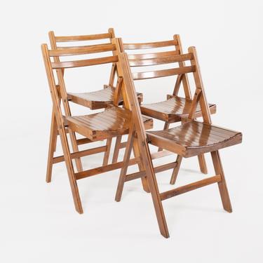 Mid Century Slatted Folding Dining Chairs - Set of 4 - mcm by ModernHill