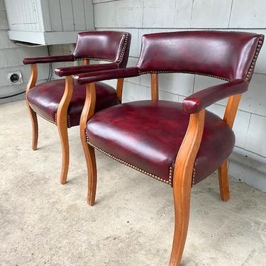 Vintage Oxblood Nailhead Chair Pair