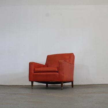 Mid-Century Modern Atomic Orange Club Chair on Pencil Legs 