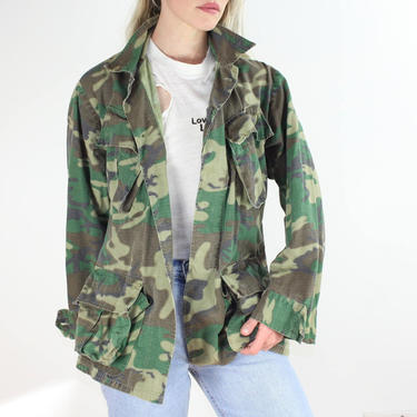 Vintage Camo Jacket / Authentic Military Camouflage Blazer / 90's Army Green S/M 