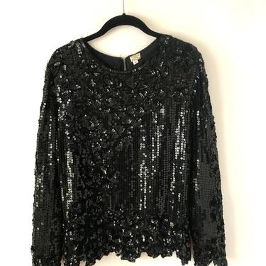 Vintage Black Sequins Shirt 