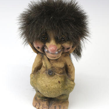 Vintage Nyform Fosse Troll Norway Ugly Figure Hobo Doll Spiky Hair Glass Eyes 