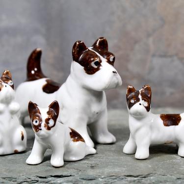 Jack Russel Terrier Mom &amp; Pups Figurines - Circa 1950s - Made in Japan - Vintage Jack Russel Terrier Figurines | FREE SHIPPING 