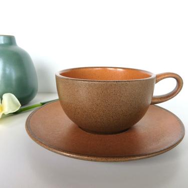 Vintage Heath Ceramics Cup And Saucer in Pumpkin,  Edith Heath Saulsalito California Pottery - 2 sets available 