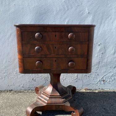 Antique Mahogany Wood Table Vintage Bedside Nightstand Traditional American Rustic Primitive Bedroom Storage File Cabinet Sheet Music Cabin 