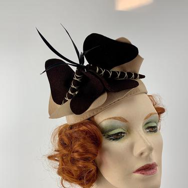 1940'S Butterfly Fascinator Hat - Felt Butterflies with Goose Biot Feather Antennae - Butterfly Novelty Hat 