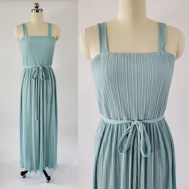 1970s Crystal Pleated Maxi by Bernadette 70's Evening Gown 70s Maxi Dress Women's Vintage Size 